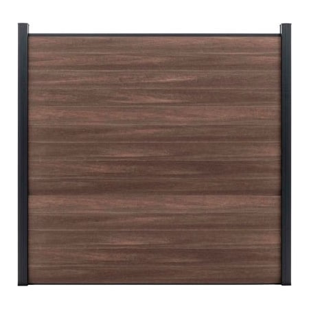 Jewett Cameron Companies Full Composite 6'W x 6'H King Cedar Aluminum/Composite Horizontal Fence Starter Section- IN GROUND EF UG2216